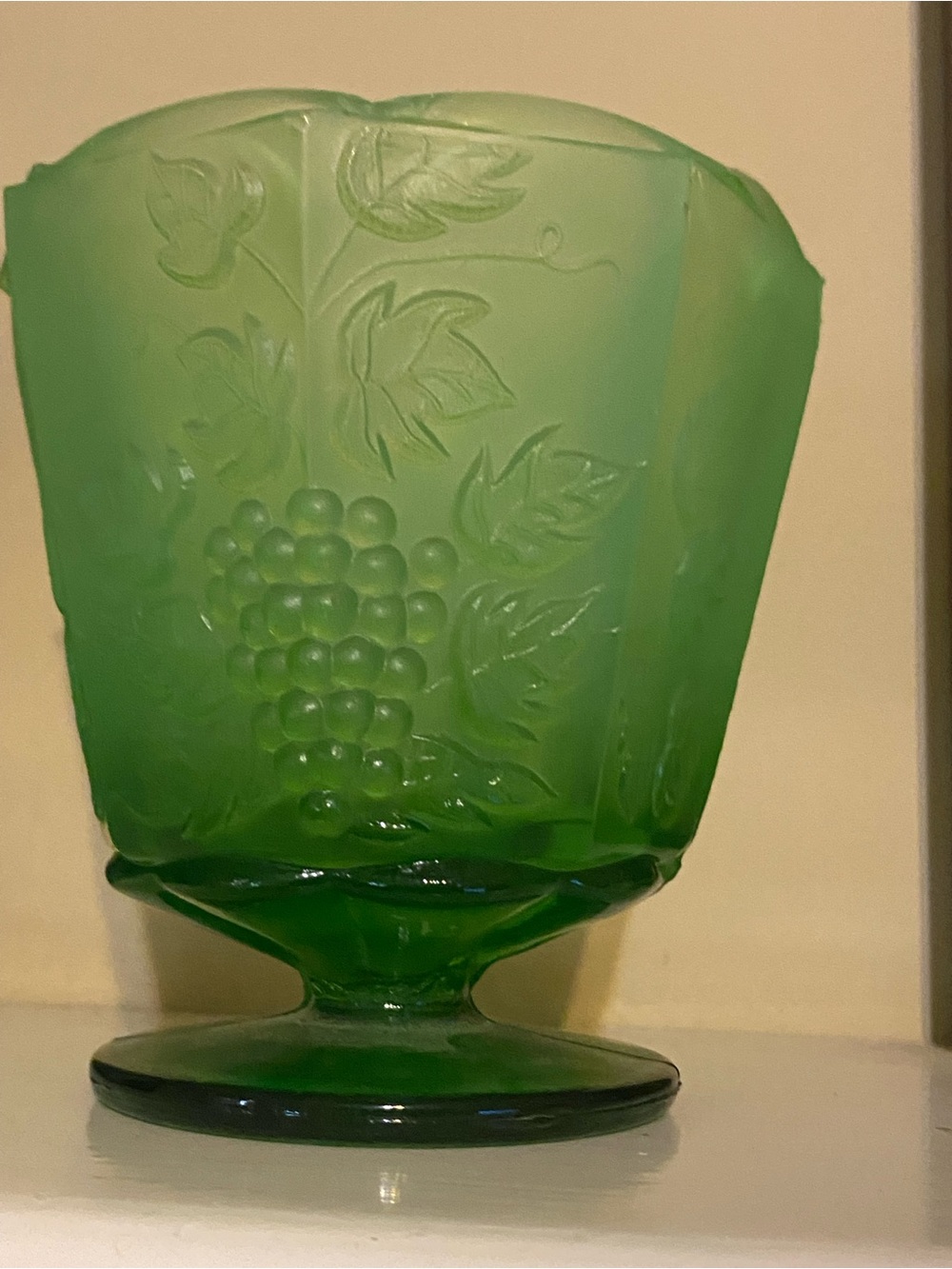 Pair of Green Grape Pattern Glass - likely 1950’s